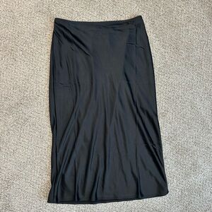 Old Navy Black Midi Satin Slip Skirt